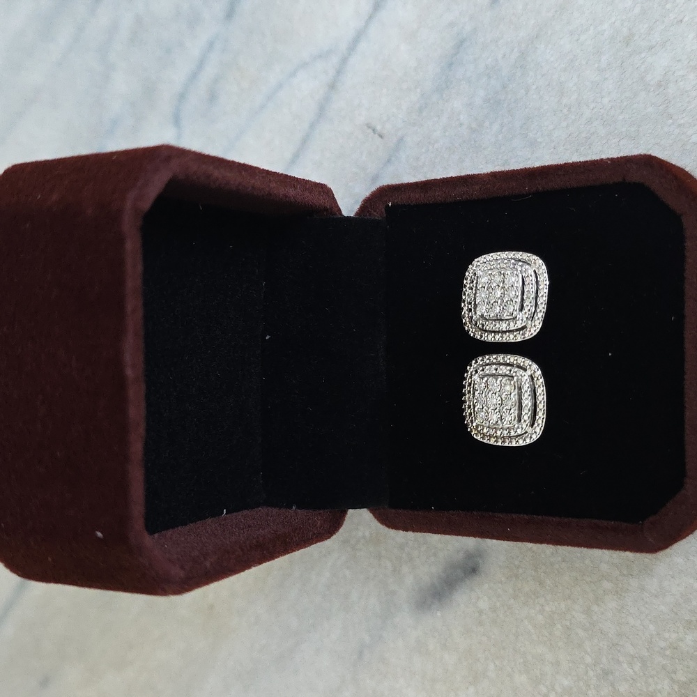 Affinity Diamonds 0.10 cttw Stud Earrings in Sterling Silver (QVC)